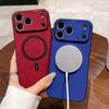 Матовый кожаный чехол из овчины с магнитом для iPhone 17 15 16 Pro Max 14 Plus 13 12 11 XR XS X Защита камеры Мягкий силиконовый чехол