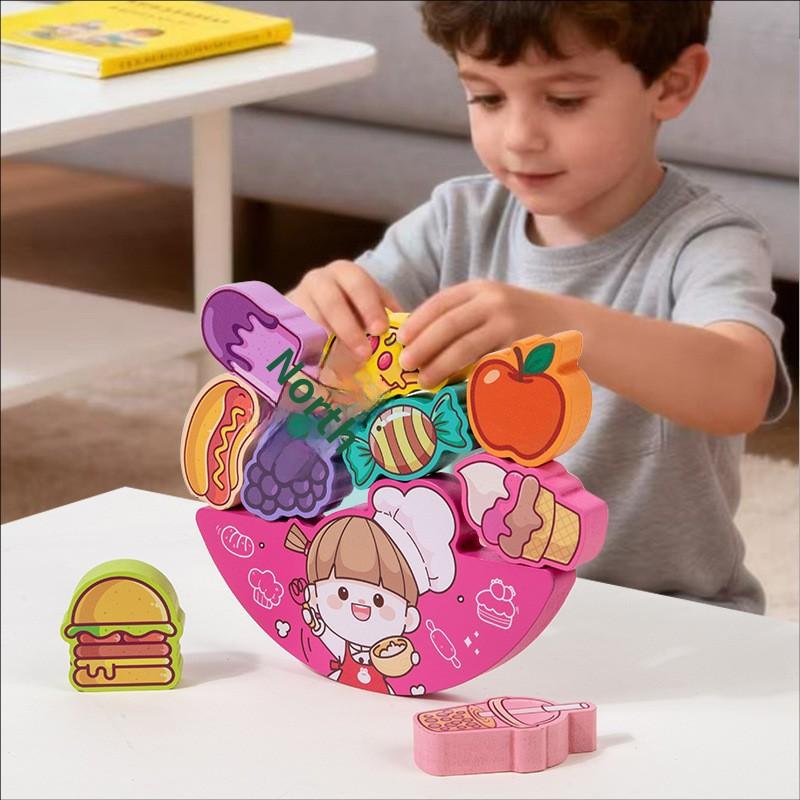 Деревянная игрушка для детей 3D Балансир Стройка Cute Food Животное Дерево Падающая Башня Образовательные игрушки для детей