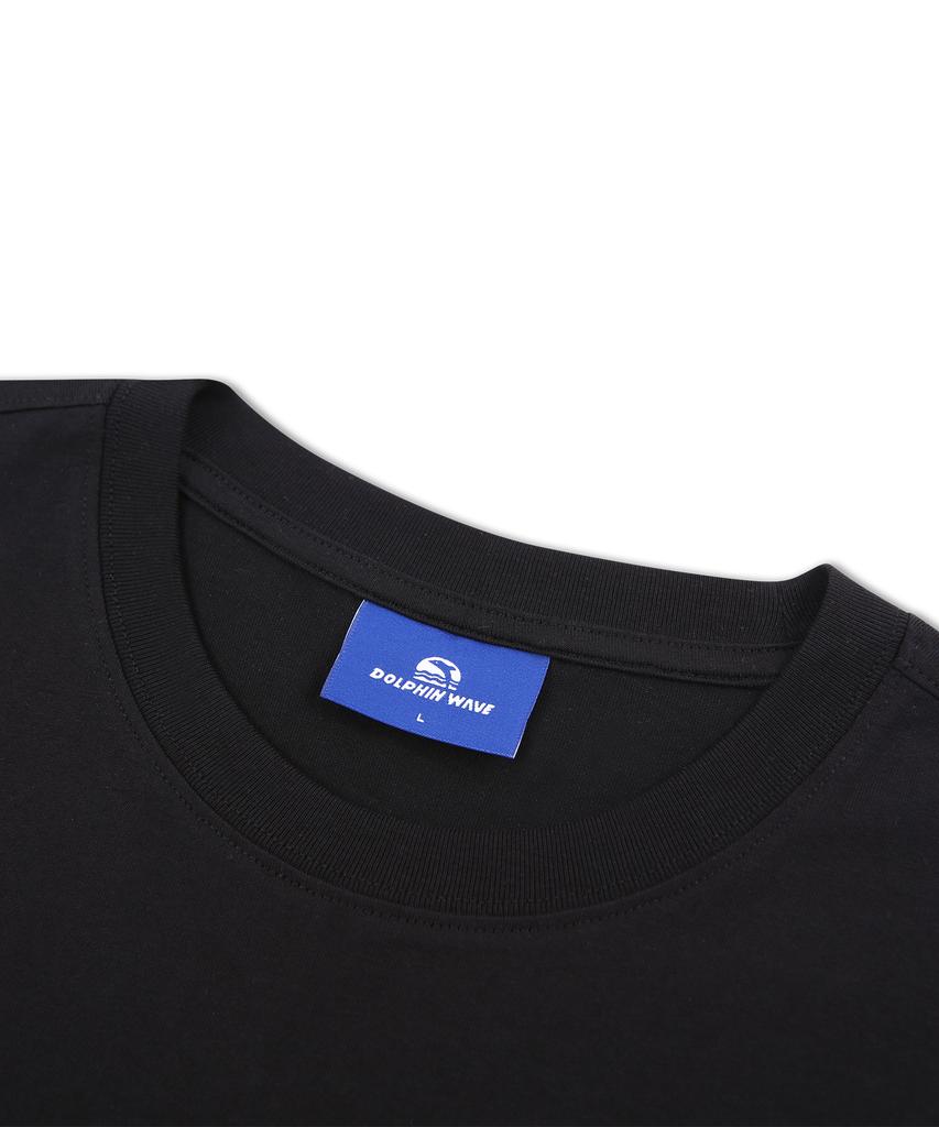 DOLPHIN WAVE APPAREL Черная футболка с коротким рукавом и вышитым логотипом DOLPHIN WAVE