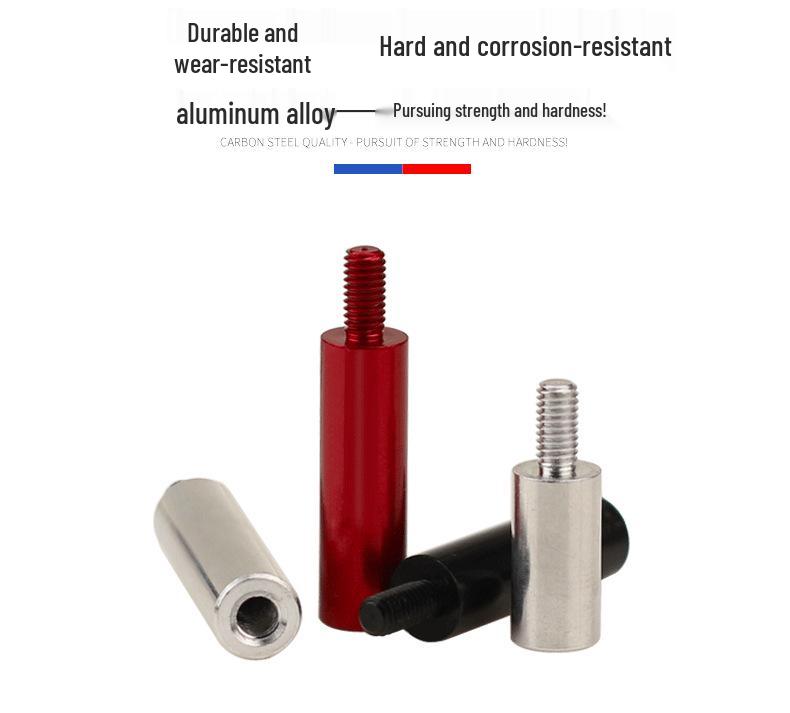 M3D6 Single-head Thread Isolation Post: Red/Black Aluminum Alloy Connecting Rod with Internal & External Threads