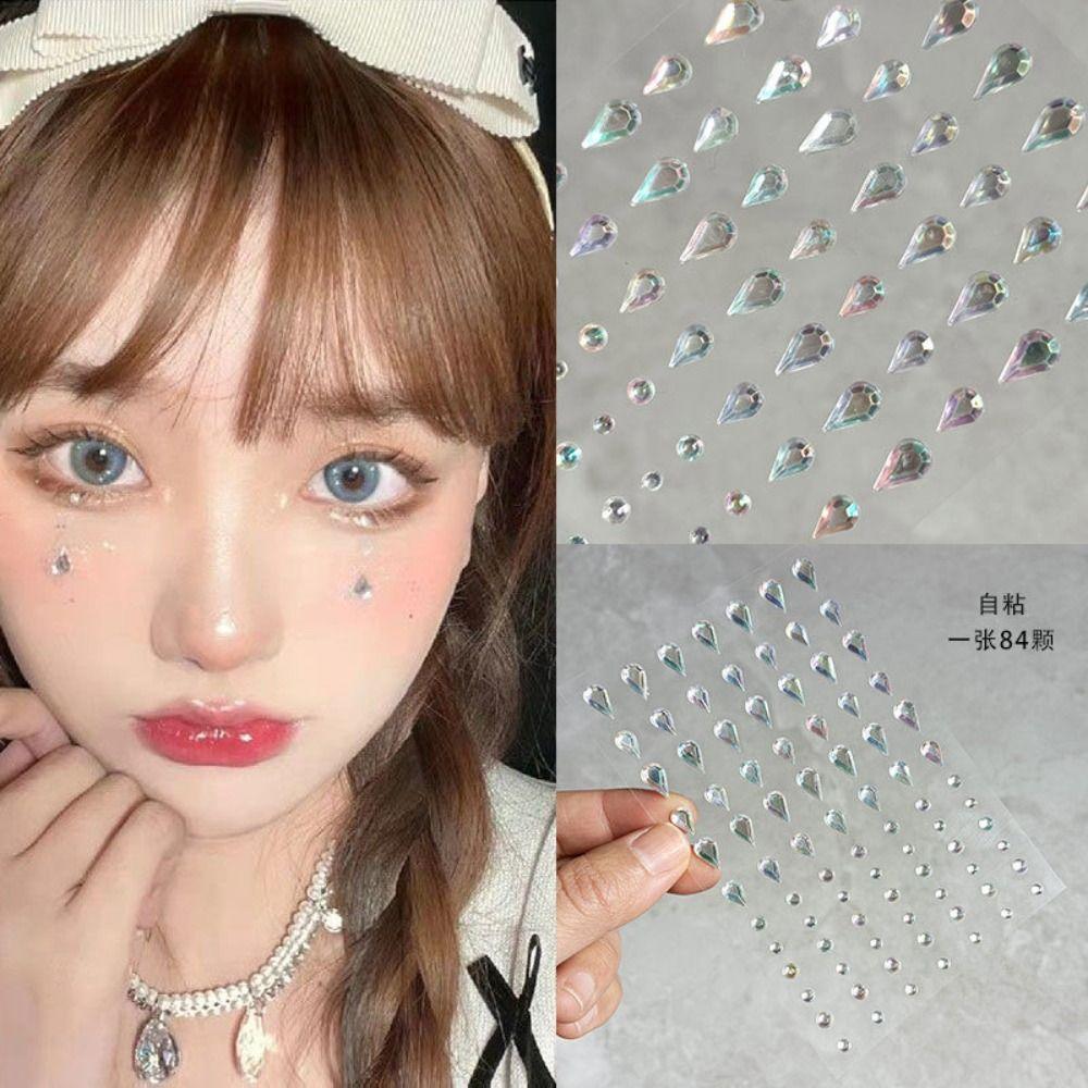 Shadow Crystal Pearls Makeup Tools Eyeliner Diamond Decals Face Tattoo Stickers Face Rhinestone Stickers Body Colored Diamonds