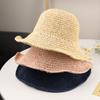Summer UV Protection Sunshade Foldable Fashionable Women's Colored Thread Floppy Simple Straw Hat, for Seaside Outdoor Activities, School, Commut