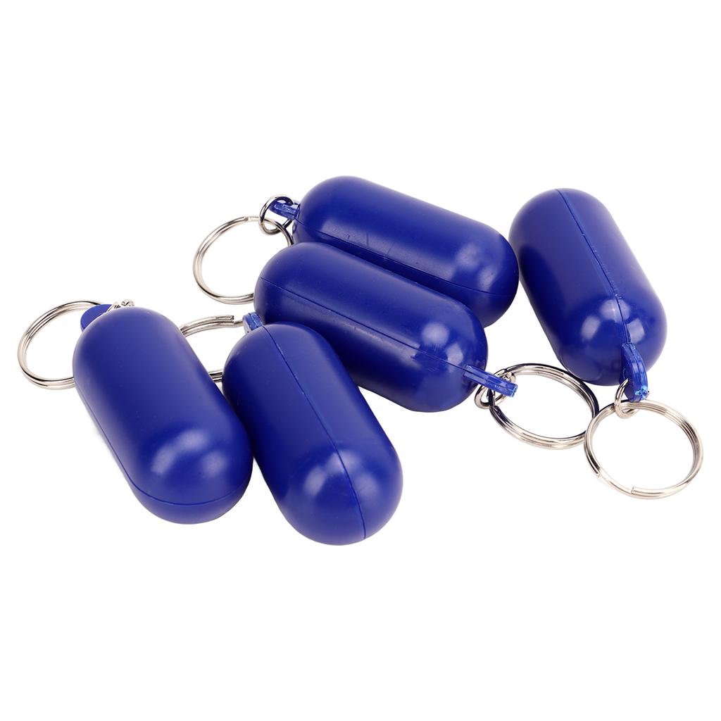 5Pcs Plastic Floating Keychain Pill Shape Float Key Ring for Boating Fishing Kayak Surfing Sailing