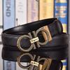 Salvatore Ferragamo 3.3cm Cowskin Men's Belt Luxury Brand Designer Belt Suit Jeans Formal Brand