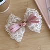 Bow Hair Clip Lace Bowknot Ribbon Hairpin Women Flower Embroidery Barrettes Fashion Girls Ponytail Clip Hair Accessories Gift