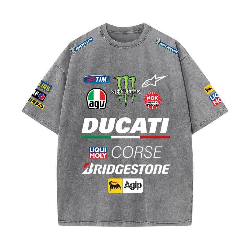 2026 Лето Ducati F1 Гоночный костюм Red Bull Вестаппен Командная форма Футболка с коротким рукавом Винтажная стирка Футболка с круглым вырезом