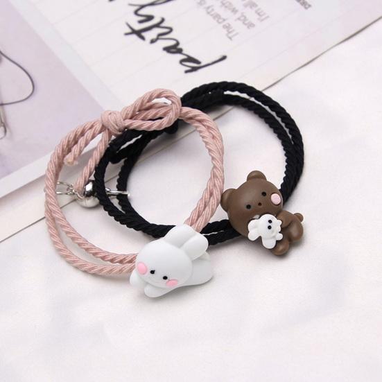 2Pcs Couple Bracelet Cartoon Magnetic Matching Lovers Wristband Jewelry Fashion Accessory for Valentine Day