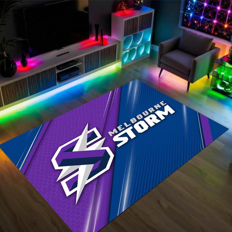 Melbourne Storm Design Crystal Velvet Carpet Cozy Non?Slip Printed Rug For Bedroom Living Room Entrance