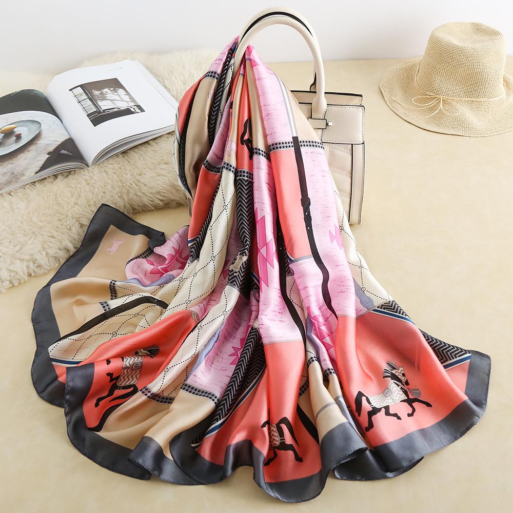 New Four Seasons Available New Silk Large Size Thin Outer Wear Neck Protection Scarf Sunscreen Warm Beach Towel For Women