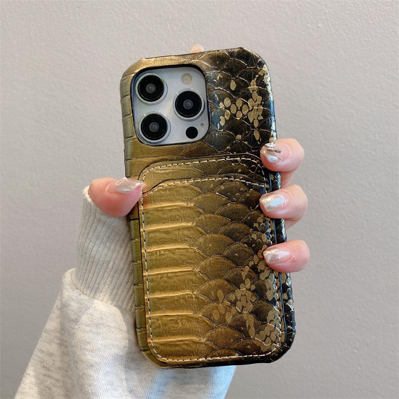 Высококачественный кожаный чехол-визитница со змеиным принтом для Apple iPhone 16 Promax 15 ProMax 14 Pro Женский телефон 13 12 11