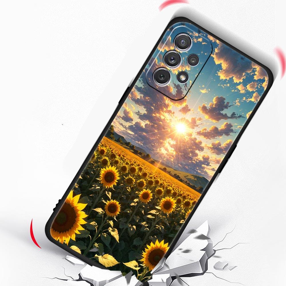 Желтый чехол-подсолнух для Samsung Galaxy A17 A07 A55 A35 A25 A15 A05 A33 5G A31 A23 A21s A13 A41 A73 A53 A51 A71 A03