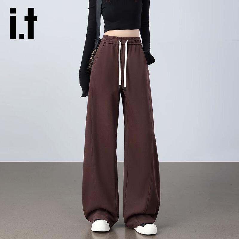 Izzue IT Женские спортивные брюки с высокой посадкой, свободного кроя, с изогнутыми штанинами