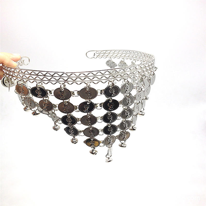 Красивое женское украшение на голову из монет и пайеток для танца живота