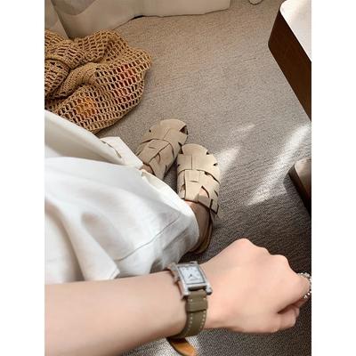 Слипперы-балетки из коровьей кожи с полым верхом и толстой подошвой, женские полушлепанцы для улицы