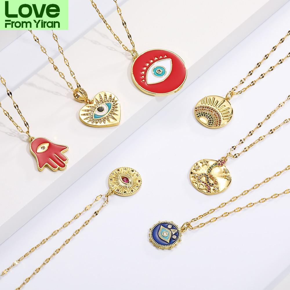 Ожерелье Boho Evil Bllue Eye для женщин и мужчин, ожерелье-воротник со змеиным всевидящим глазом, золотая подвеска, длинные цепочки, парное ожерелье в стиле панк