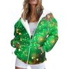 Женская мода повседневная рождественская печатная толстовка осень и зима длинный рукав с карманом кардиган куртка куртка с капюшоном пальто