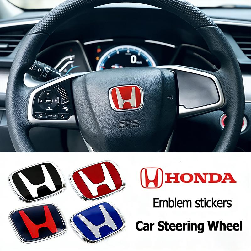 Honda Steering Wheel H Logo Sticker Red Black Interior Decal for Civic Accord City CR-V Jade Fit Odyssey Hybrid Car Accessories