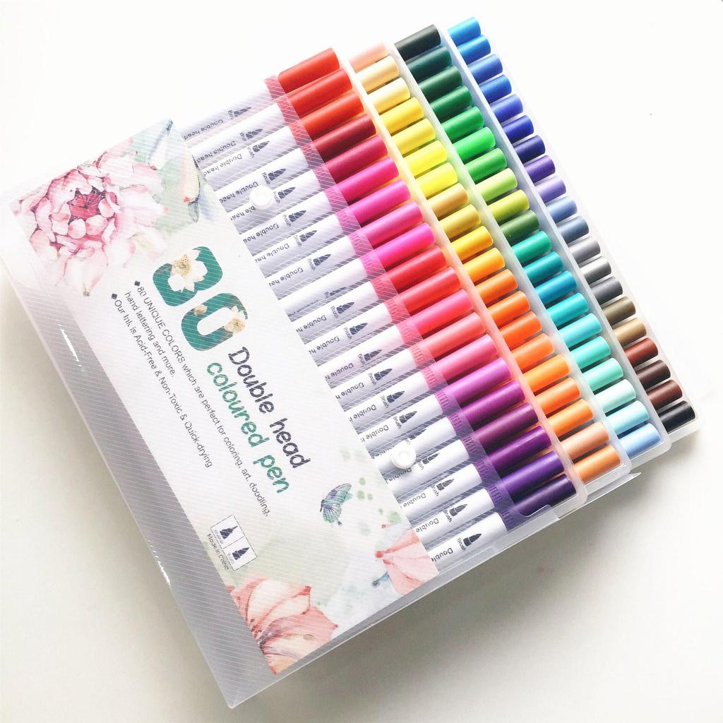 Double-Ended Watercolor Brush Pen Set - Soft-Tip Colored Markers for Children's Outlining and Painting