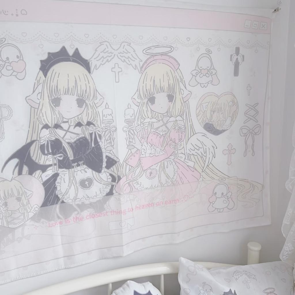 Chobits Кавайный Домашний Декор Настенный Гобелен Аниме Розовая Девочка Гобелен Стена Спальня Фон Милая Модная Женщина Гобелены