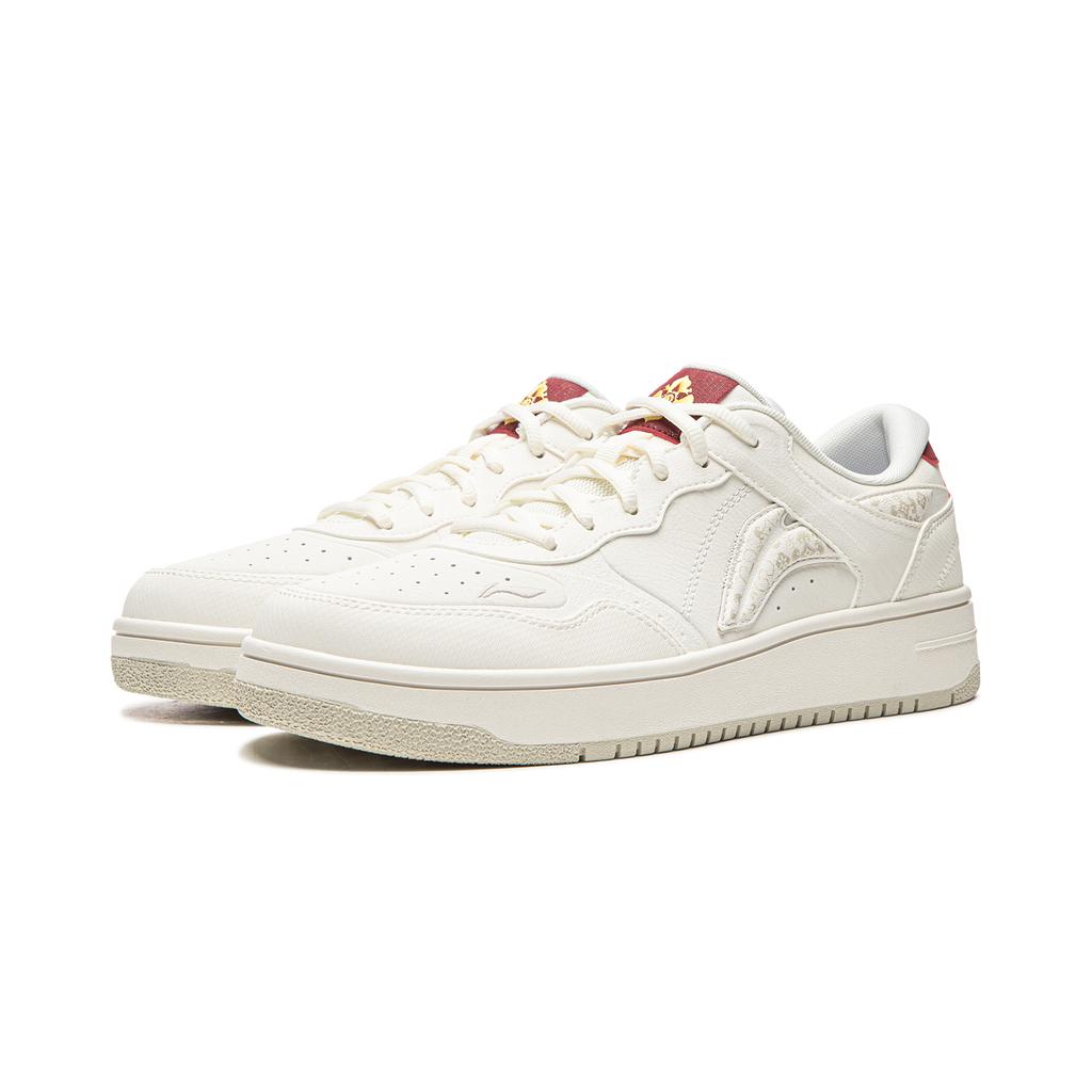 Li Ning Tianji Скользкие, износостойкие, увеличивающие рост, низкие кеды для скейтборда, мужские, белые с красным, AGCW065-5