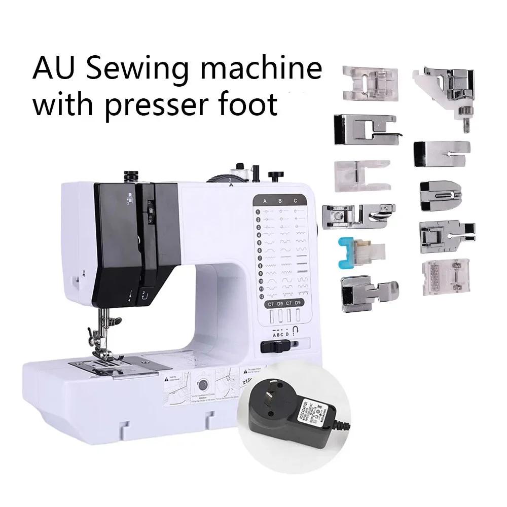Швейная машина 38 стежков Мини Портативная Ручная Сменная прижимная лапка Намотка Оверлок Кнопка старт Электрическая С педалью Ремонт