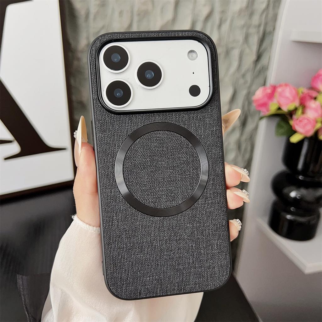 Роскошный тканевый кожаный чехол для телефона для IPhone Air 17 16 15 14 13 Pro MAX 15 16 Plus Магнитный чехол с защитой от беспроводной зарядки