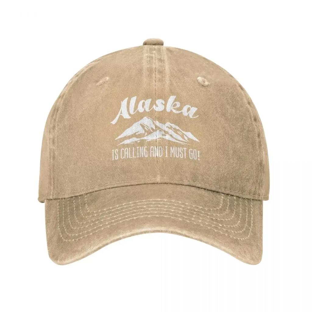 Casual Alaska Is Calling Mountains Baseball Cap Unisex Women Distressed Washed Snapback Funny Traveling Quote Outdoor Workouts Hats