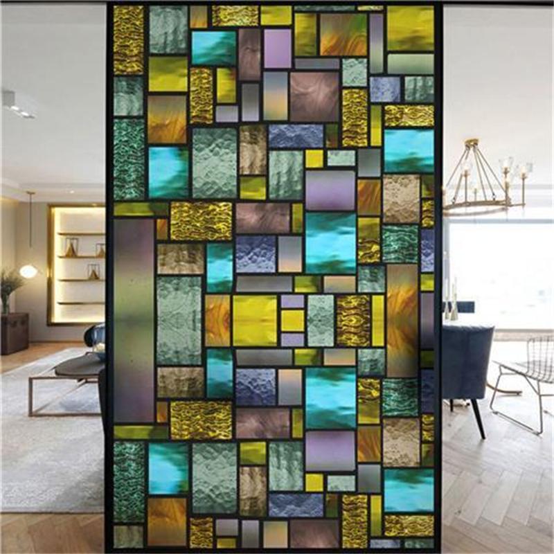 Оконная пленка, матовая витражная пленка, церковная статическая липкая пленка для конфиденциальности, самоклеящаяся наклейка на окно, кухня, офис, домашний декор