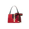 Gucci Сильви золотая пряжка полосатая стропа репсовый бант широкий плечевой ремень кожаная однолямочная сумка-кроссбоди маленькая женская красная