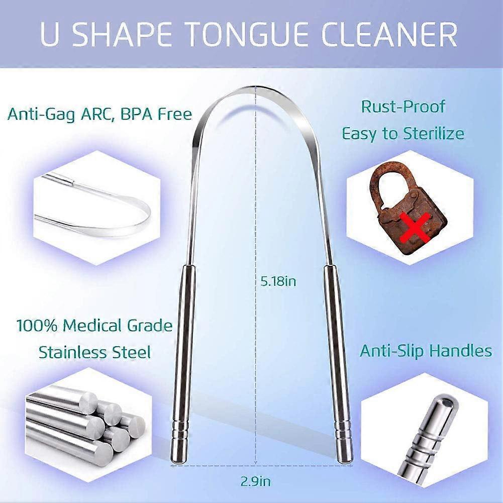 Tutuviw Tongue Cleaner Scraper, Surgical Grade Stainless Steel, Non-Synthetic Grip – Sterilizable Tongue Brush (4 Pack)