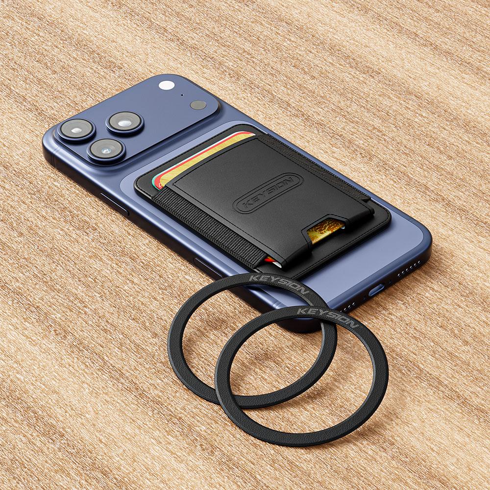 KEYSION Магнитный чехол-держатель для карт MagSafe для iPhone 17 16 15 Pro Max Samsung Huawei Эластичный кошелек-сумка из ПУ кожи Чехол для телефона