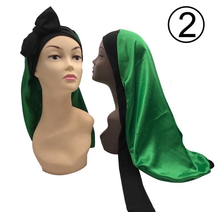 Ready to Ship Long Large Braid Hair Bonnet Sleeping Stain Hair Bonnets and Satin Silk Hair Wraps with Tie Scarf Bonnet