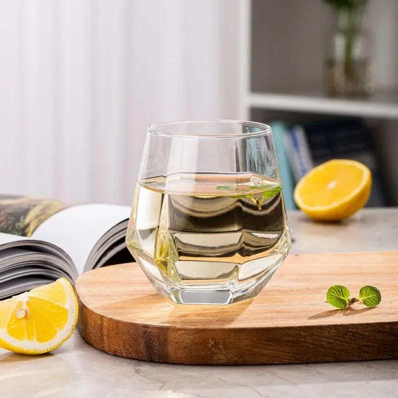300ml Hexagonal Edge Wine Glasses Transparent Cocktail Glass Party Bar Club Banquet Drinking Ware Champagne Lemon Water Cup