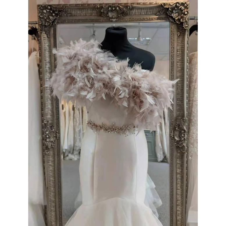 Перья 2 метра Натуральные индюшиные перья Отделка Бахрома Высота 10-15 см Свадебная одежда Украшение платья DIY Лента из перьев Швейные поделки