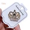Diamonding Jewelry Crown Shape Crystal Stone Faux Pearl Lapel Brooch Pin Suit Collar Badge