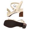 Wooden Square Large Small Easy to Walk cm cm [Oriental Traffic] Sandals, Heel, Toe, Ribbon, Size, Size, in, Strap, Women's, 41221, WHITE, 24.0 - 24.5