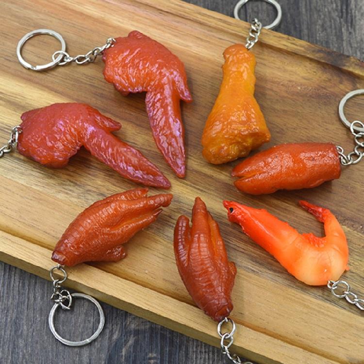 6 шт. Брелоки для куриных крылышек Декоративный брелок Брелок для ключей автомобиля Брелок с имитацией еды Подвесные украшения Подвеска на сумку