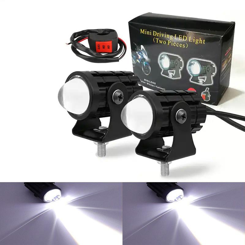 Мотоциклетная мини-фара дальнего света, универсальная двухцветная фара