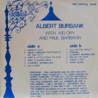 LP Record ALBERT BURBANK, KID ORY, PAUL BARBA - Albert Burbank With Kid Ory And Pau HSLP1003 Hot Society Denmark Jazz Used