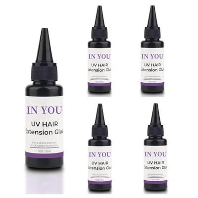 Набор из 5 штук УФ-клея для волос 30 г (1,06 унции),Быстросохнущая невидимая смола, Профессиональные бесшовные соединения для наращивания и париков