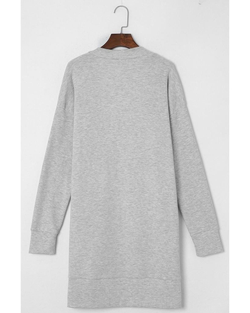 Azura Exchange Бежевый термовафельный кардиган с карманами