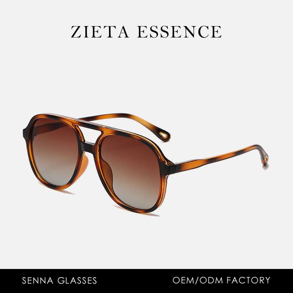 Солнцезащитные очки с двойной перекладиной, большая оправа, поляризованные, ретро, пилот, простые, литературные, уличные