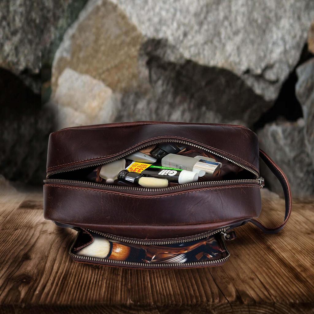 Personalized Leather Dopp Kit: Groomsmen Gift, Men's Toiletry Bag