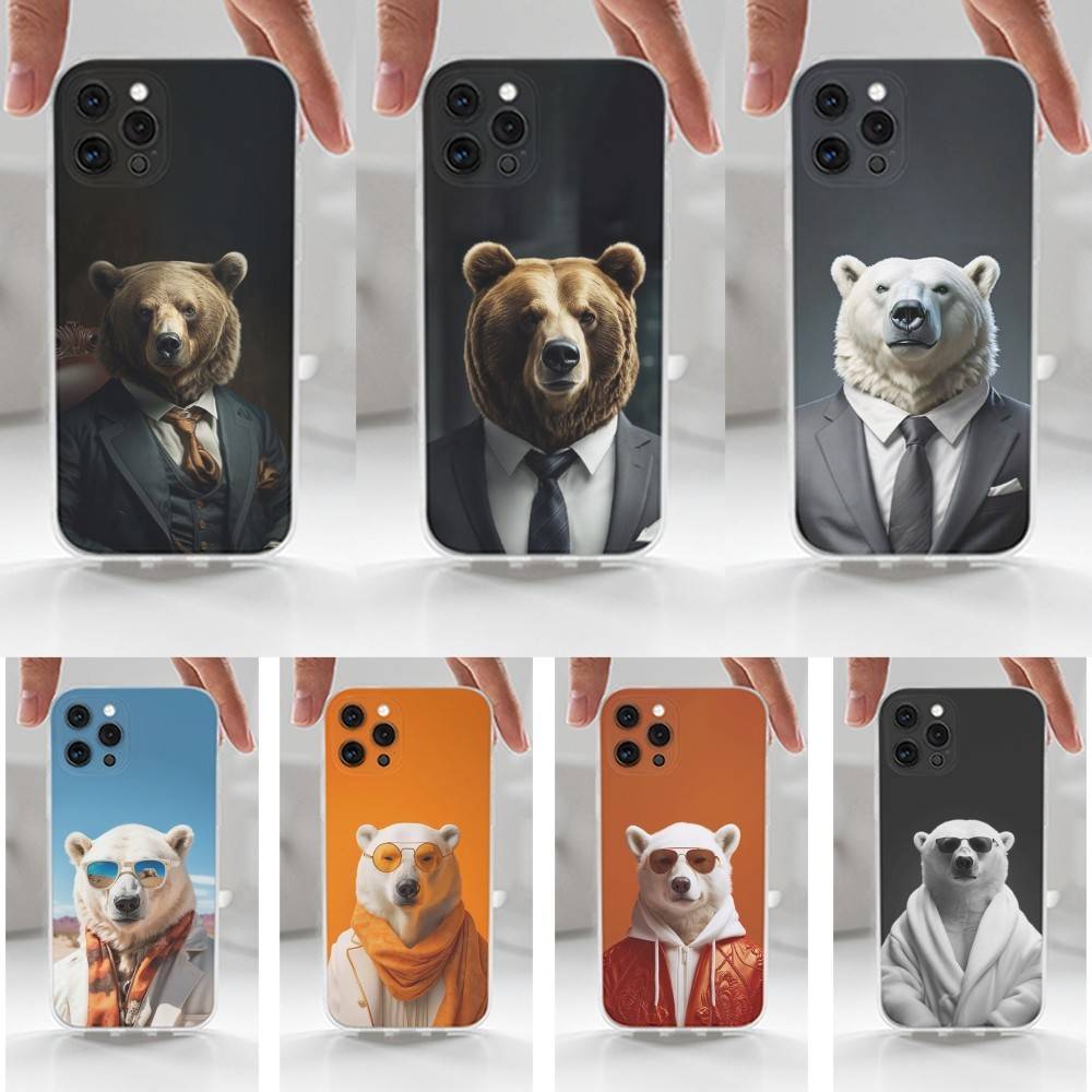Clothing Art Bear Case For iPhone Max,14,16,X,13,XR,SE,12,15,Pro,17,Plus,11,XS,Mini Transparent Soft Cover