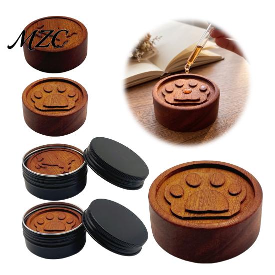 Minimalist Wood Aromatherapy Tool Wooden Essential Oil Diffuser, Cat Paw Horse Engraved Pattern, Round Fragrance Diffuser Pattern Ornament Wood,