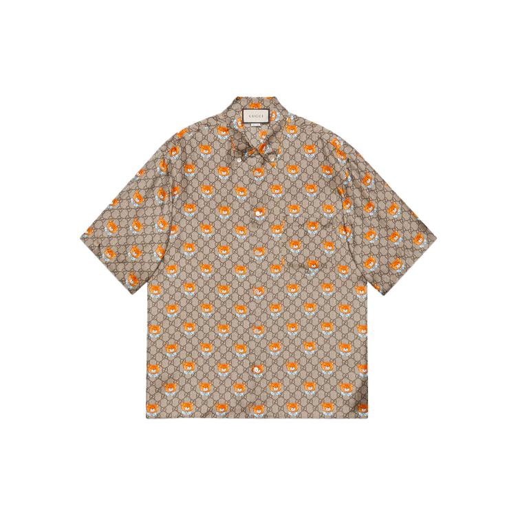 GUCCI Shirts Men's Brown Pointed Collar Moderate Shirt 660419-ZAG1O-2233