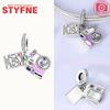 New 925 Silver Sparkling Magic Cube Love Charm Red Heart Beads DIY for Women Bracelet Fine Jewelry Gift Accessories