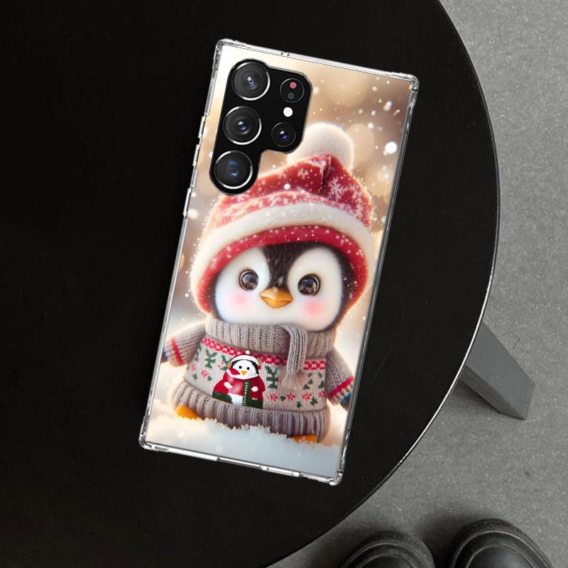 Рождественский чехол-накладка с пингвином для Samsung Galaxy S26 S25 Edge S24 S23 Ultra S22 Plus S21 FE S20 + Арт Индивидуальные Fundas Gal