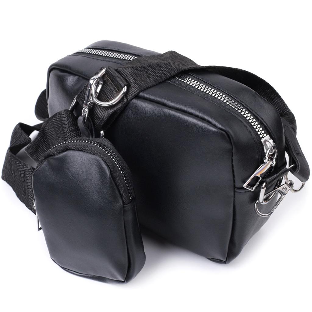 Удобная женская сумка кросс-боди с монетницей из экокожи VINTAGE Bag 22796 Черный