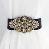 Korean Style Elastic Cummerbunds Wide Rhinestone Waist Belt Personality Women Waistband  Overcoat